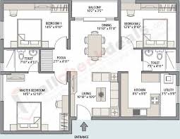 3 bhk flat layout in new town
